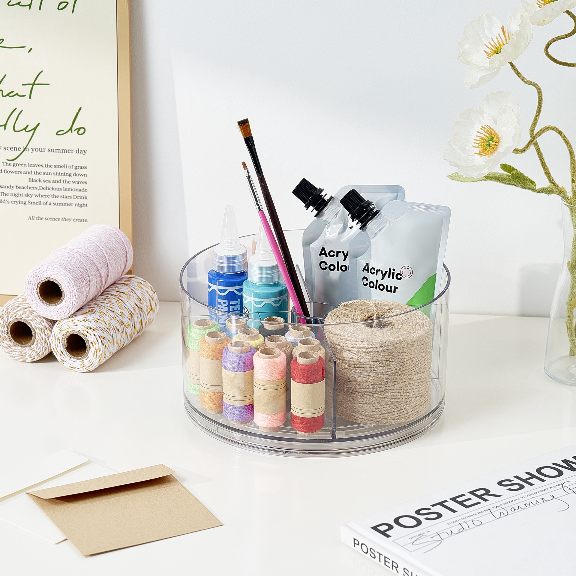 slide 2 of 5, Mini Clear Plastic Turntable By Simply Tidy, 8 in x 8 in x 4 in