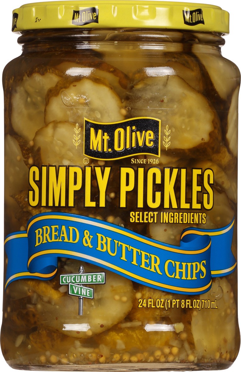 slide 3 of 7, Mt. Olive Simply Bread & Butter Chips Pickles 24 fl oz Jar, 24 fl oz