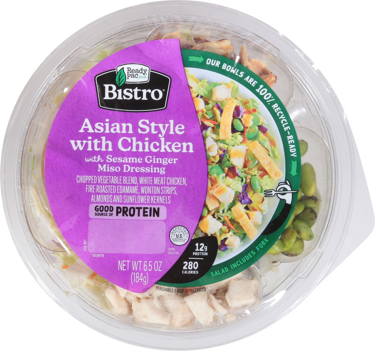 slide 3 of 9, Ready Pac Bistro Bowl Asian Style with Chicken Salad - 6.5 oz, 6.5 oz