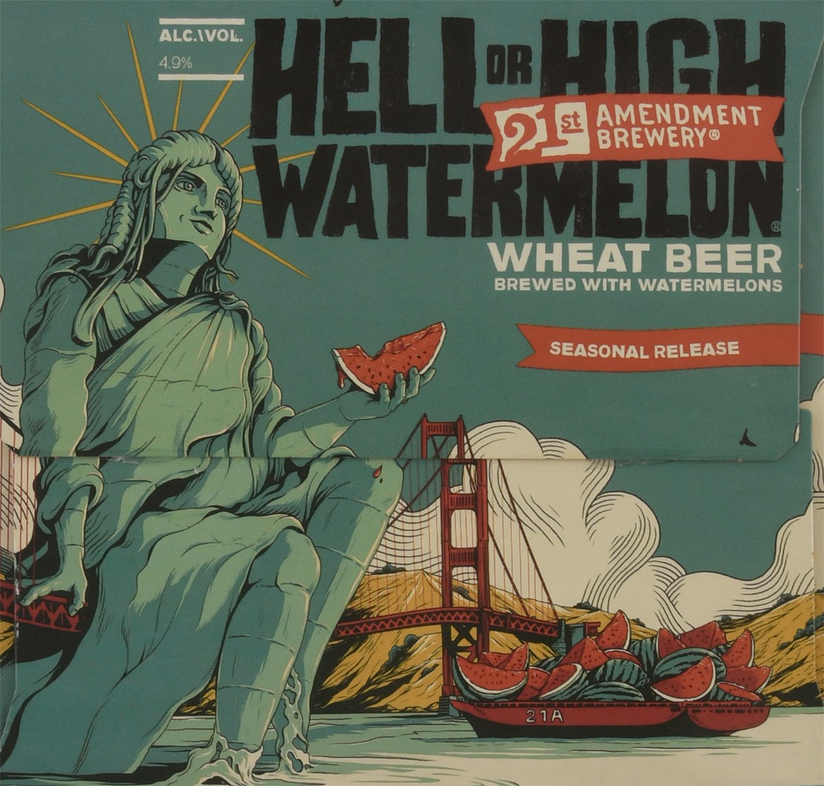 slide 7 of 9, 21st Amendment Brewery 21st Amendment Hell or High Watermelon Wheat Beer, 6 ct; 12 oz