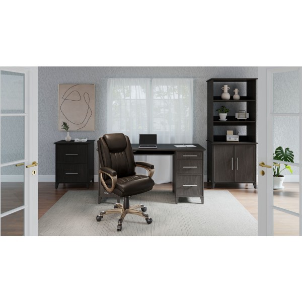 slide 4 of 7, Realspace Treswell Bonded Leather High-Back Executive Chair, Brown/Champagne, 1 ct
