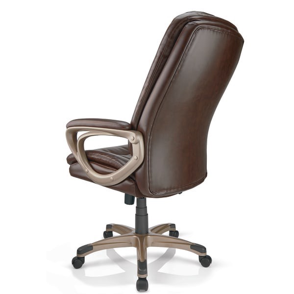 slide 6 of 7, Realspace Treswell Bonded Leather High-Back Executive Chair, Brown/Champagne, 1 ct