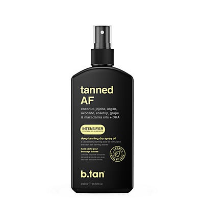 slide 1 of 1, b.tan Tanned AF Deep Tanning Dry Spray Oil, 8 oz