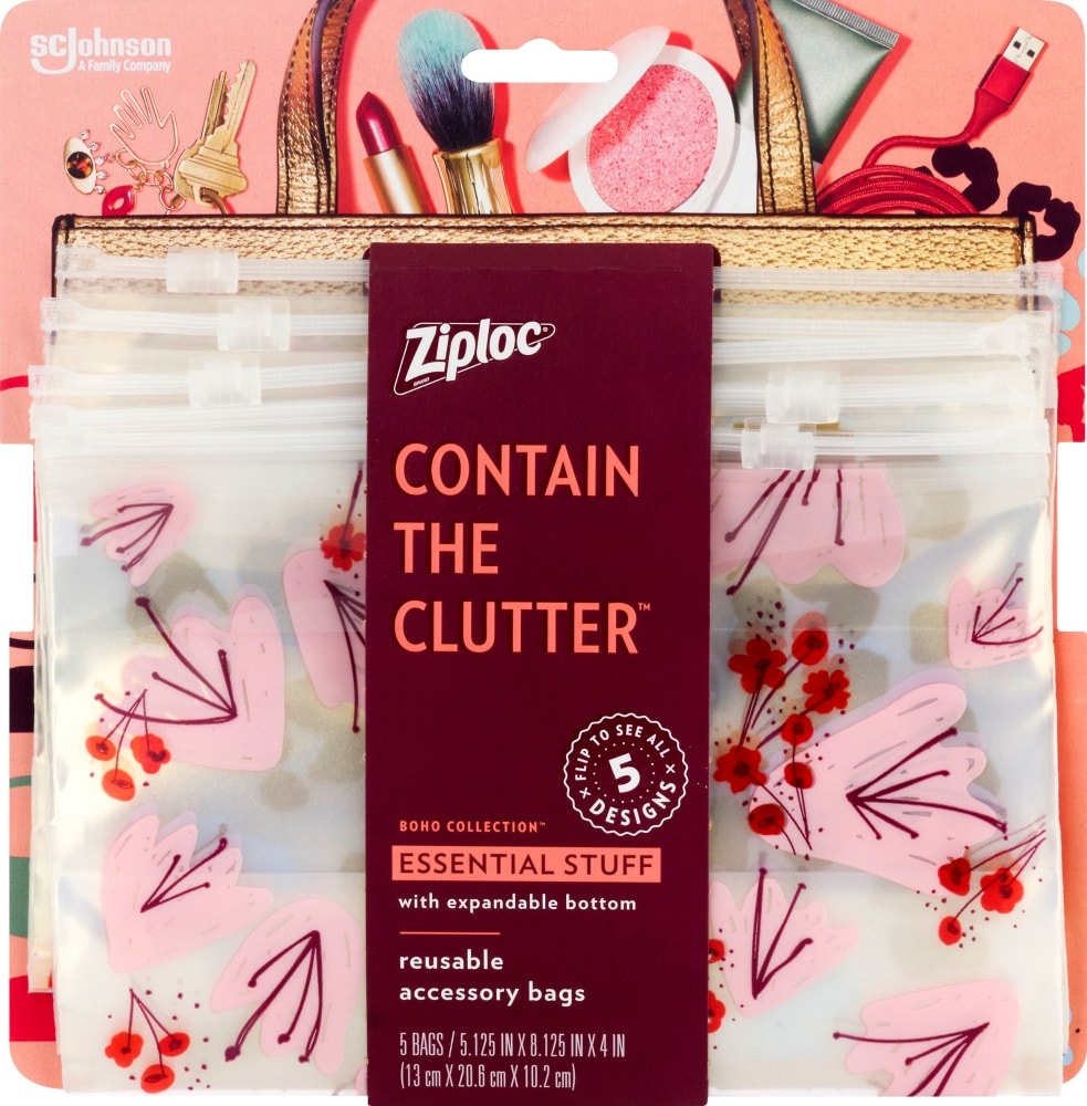 slide 1 of 1, Ziploc Reusable Accessory Bags, 5 ct