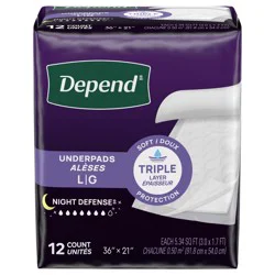 Depend Underpads, Disposable Incontinence Bed Pads for Adults, Slip Resistant, 36" x 21", 12 Count