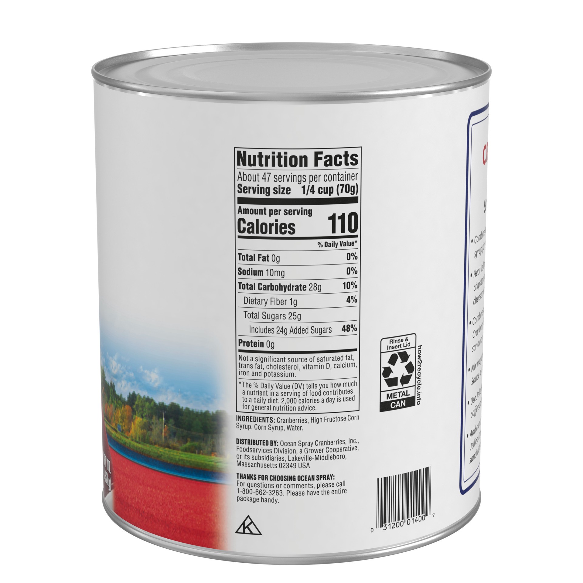 slide 4 of 4, Ocean Spray Jellied Cranberry Sauce, Canned Side Dish, #10 Can Can, 117 oz