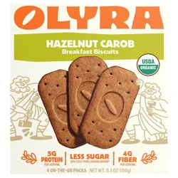 Olyra Organic Hazelnut Carob Breakfast Biscuits, Box of 4 On-the-Go Packs