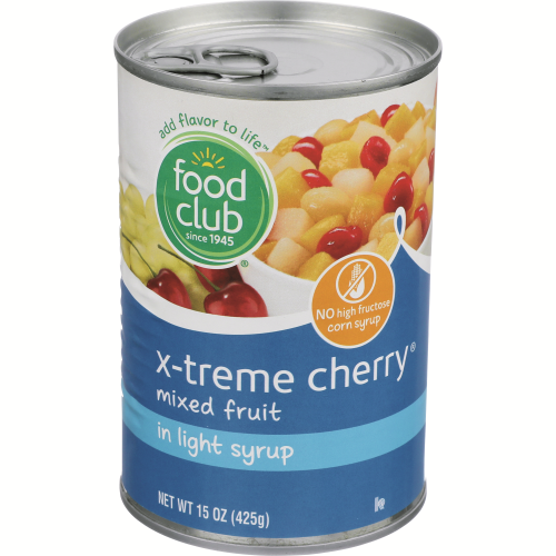 slide 1 of 1, Food Club X-treme Cherry Mixed Fruit In Light Syrup, 15 oz