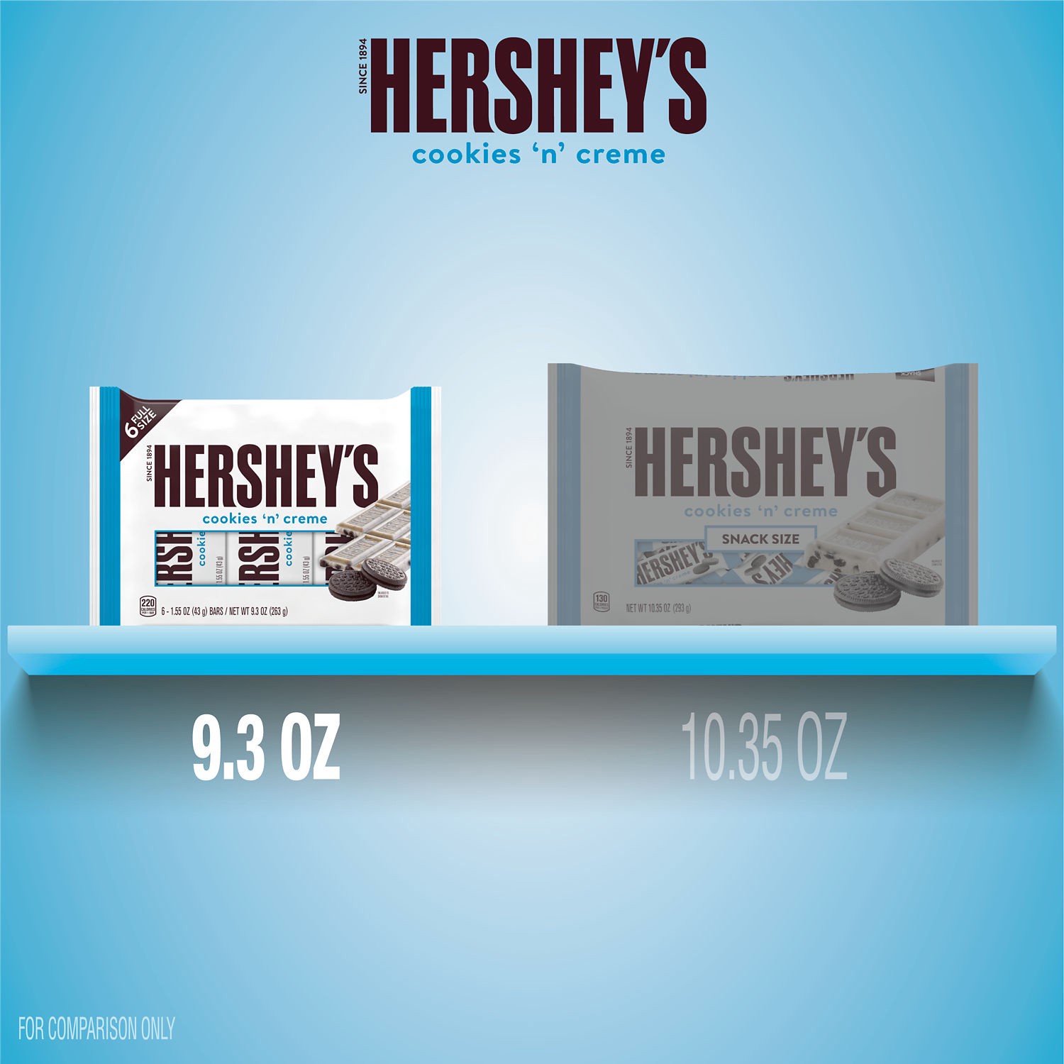 slide 4 of 8, HERSHEY'S COOKIES 'N' CREME Full Size, Individually Wrapped Candy Bars, 1.55 oz (6 count), 6 ct