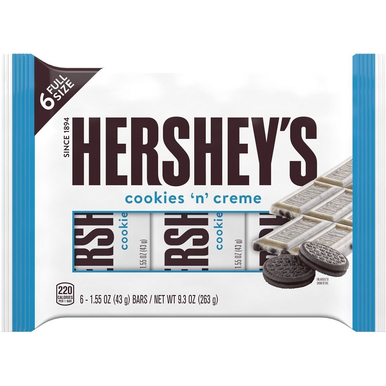 slide 1 of 1, Hershey's Cookies N' Creme Candy Bars, 6 ct; 1.55 oz