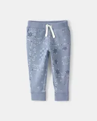 Oshkosh Baby Girl Floral Drawstring Knit Joggers - Blue, 18M