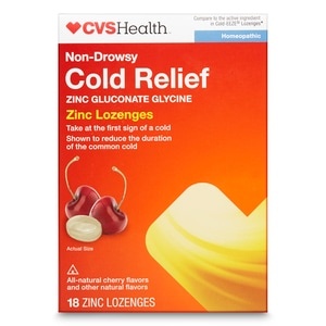 slide 1 of 1, CVS Health Non-Drowsy Cold Relief Zinc Lozenges, Cherry, 18 ct