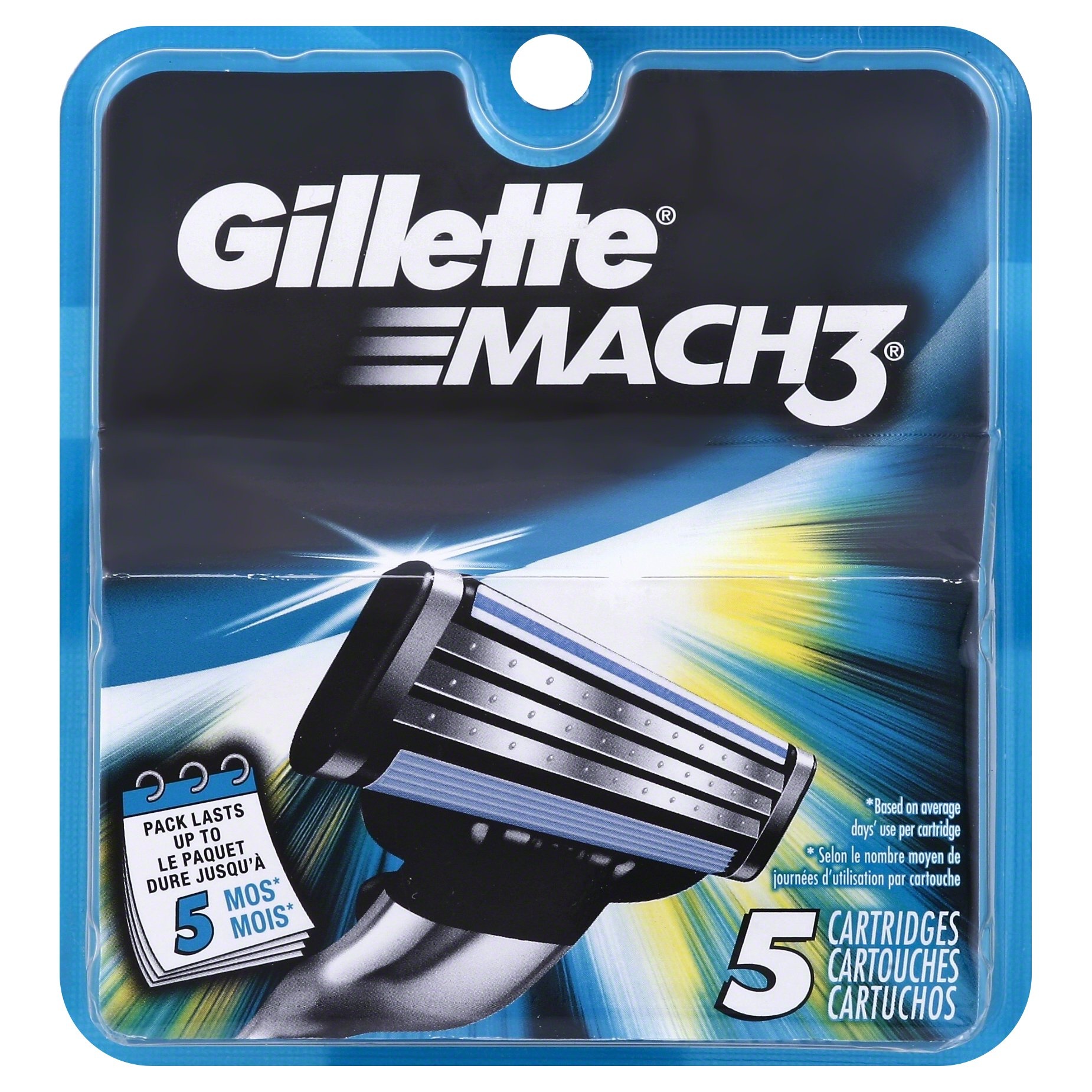 slide 1 of 1, Gillette Mach3 Razor Blade Refills, 5 ct