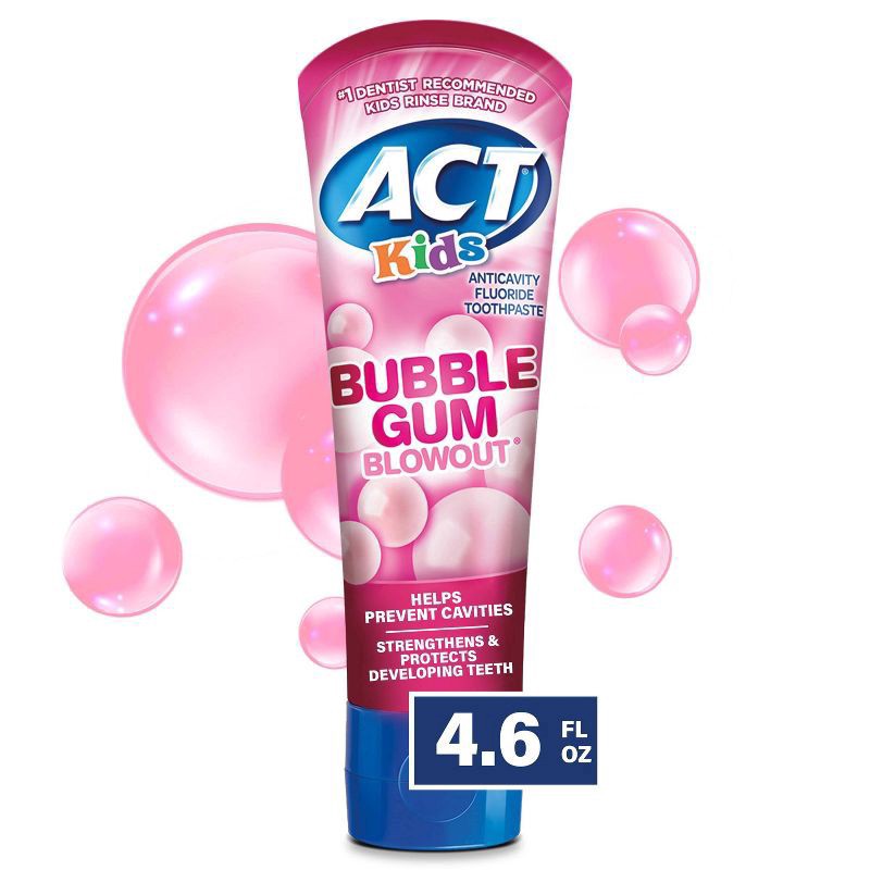 slide 1 of 5, ACT Kids Anticavity Flouride Bubble Gum Blowout Toothpaste 4.6 oz, 4.6 oz