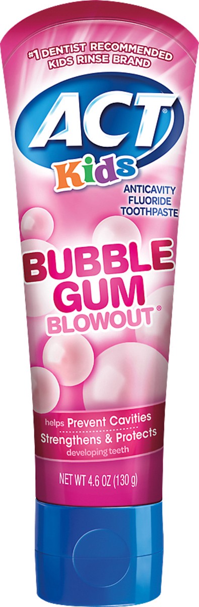 slide 1 of 5, ACT Kids Anticavity Flouride Bubble Gum Blowout Toothpaste 4.6 oz, 4.6 oz