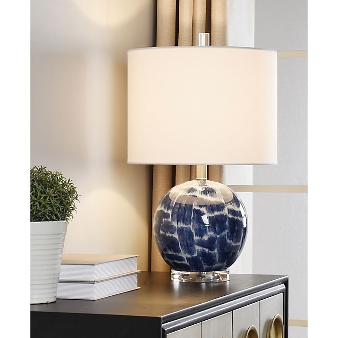 slide 5 of 5, StyleCraft Jennifer Ceramic Table Lamp - Blue/White with Drum Shade, 1 ct