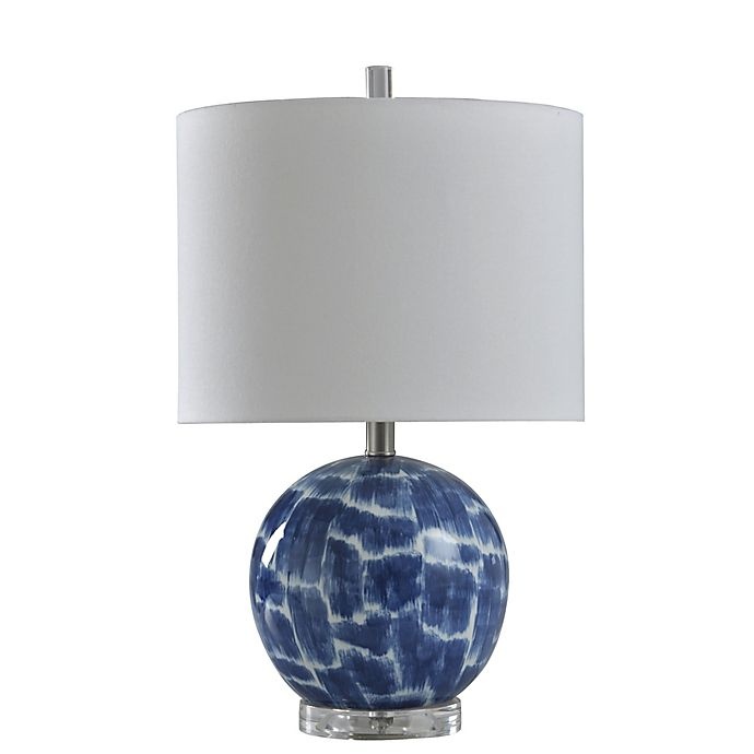 slide 1 of 5, StyleCraft Jennifer Ceramic Table Lamp - Blue/White with Drum Shade, 1 ct