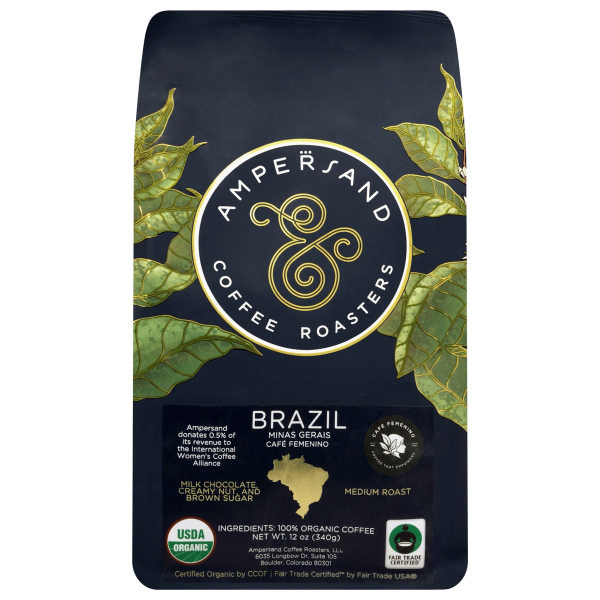 slide 2 of 4, Ampersand Og Brazil, Whole Bean - 12 OZ, 12 oz