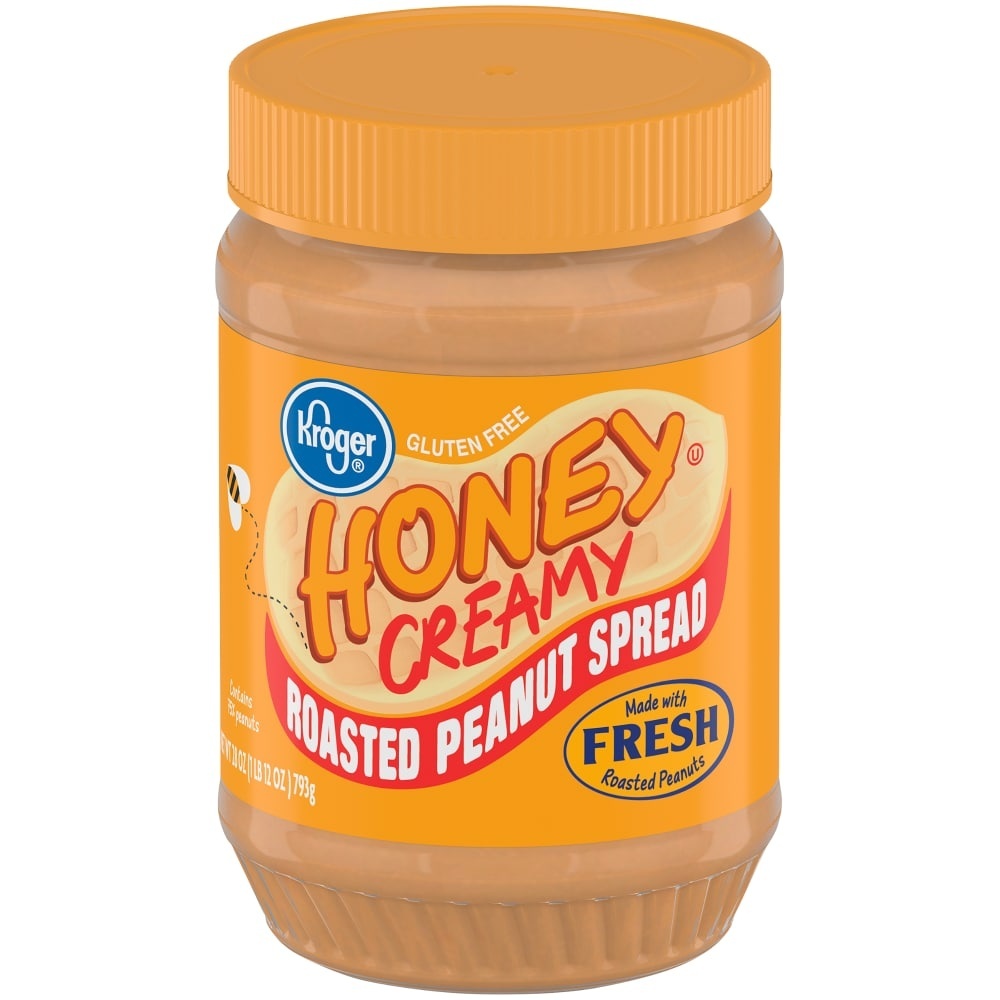 slide 1 of 1, Kroger Honey Creamy Roasted Peanut Spread, 28 oz