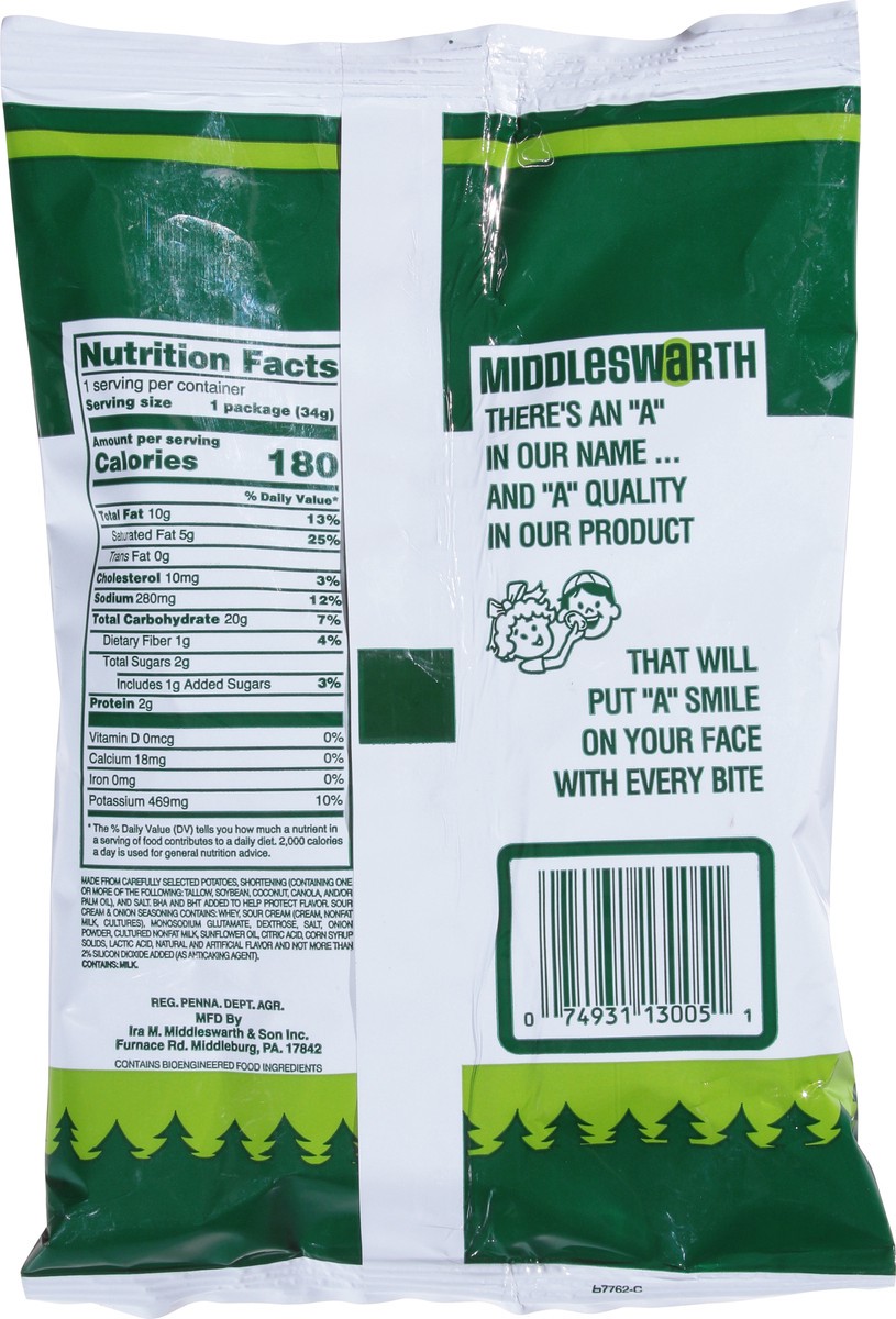 slide 8 of 15, Middleswarth Sour Cream & Onion Chips, 2.125 oz