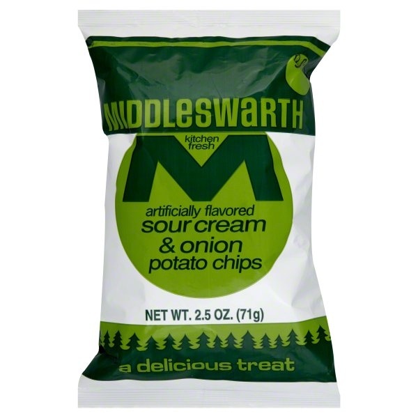 slide 1 of 1, Middleswarth Sour Cream & Onion Chips, 2.125 oz