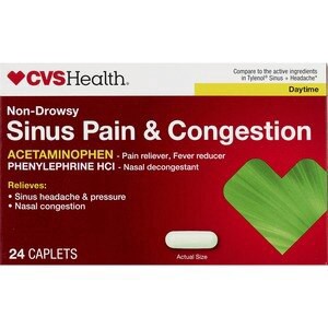 slide 1 of 1, CVS Health Sinus Pain & Congestion Acetaminophen Caplets, Daytime, 24 Ct, 1 ct