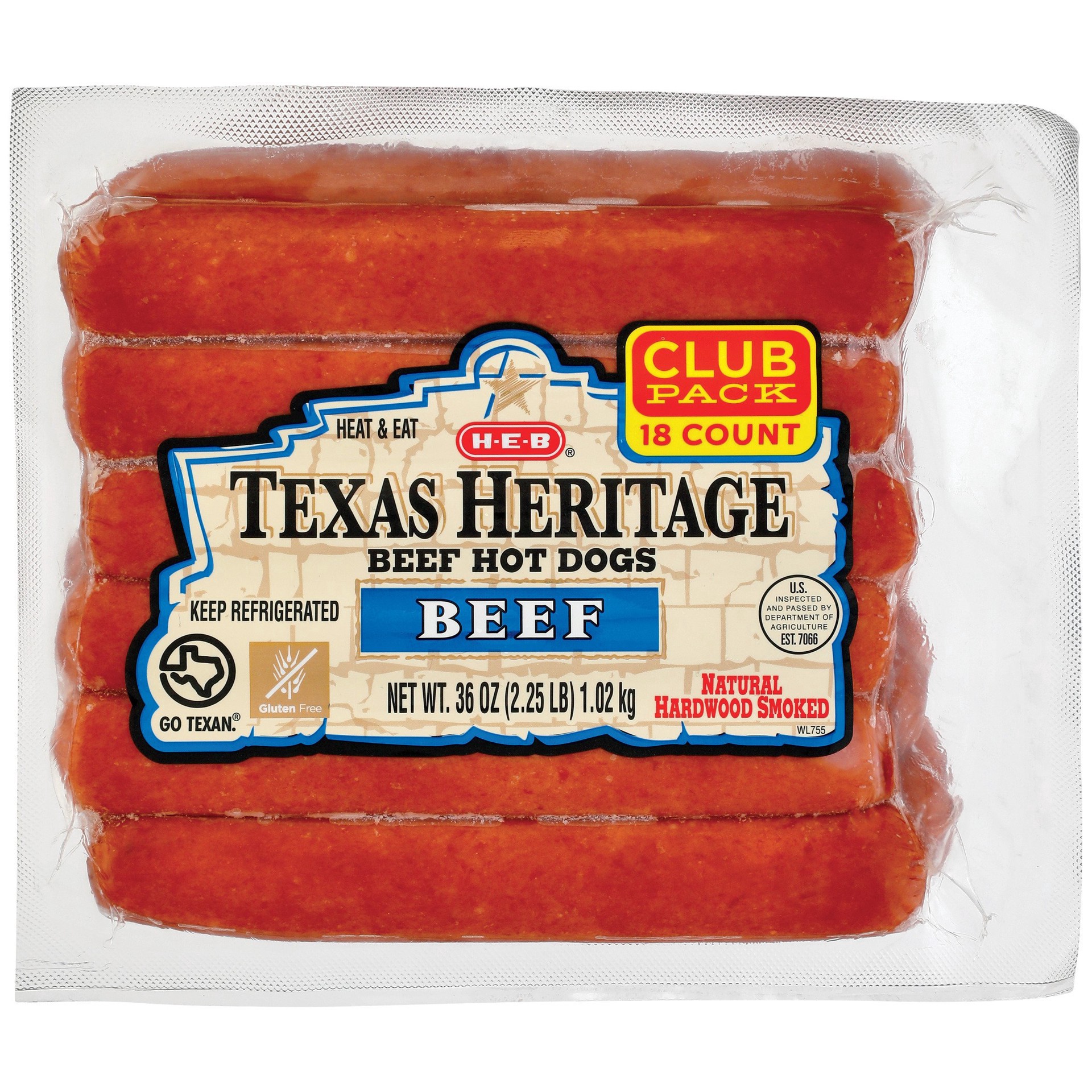 slide 1 of 1, H-E-B Texas Heritage Original Beef Hot Dogs, Value Pack, 18 ct