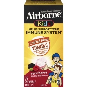slide 1 of 1, Airborne Kids Immune Support Very Berry Chewble Tablets, 1 ct
