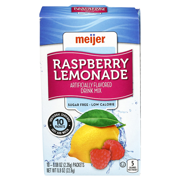 slide 1 of 1, Meijer Drink Mix, Raspberry Lemonade, 10 ct
