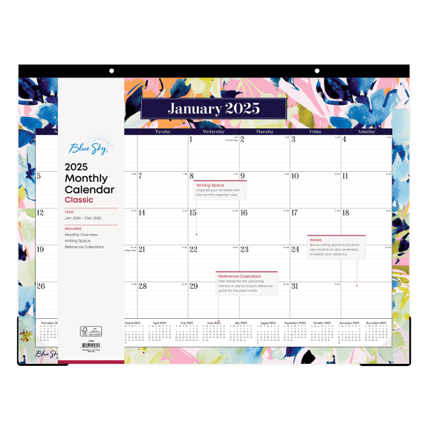 slide 2 of 2, 2025 Blue Sky Monthly Desk Pad Calendar, 22"" X 17"", Millie Pink, January To December, 148930, 1 ct