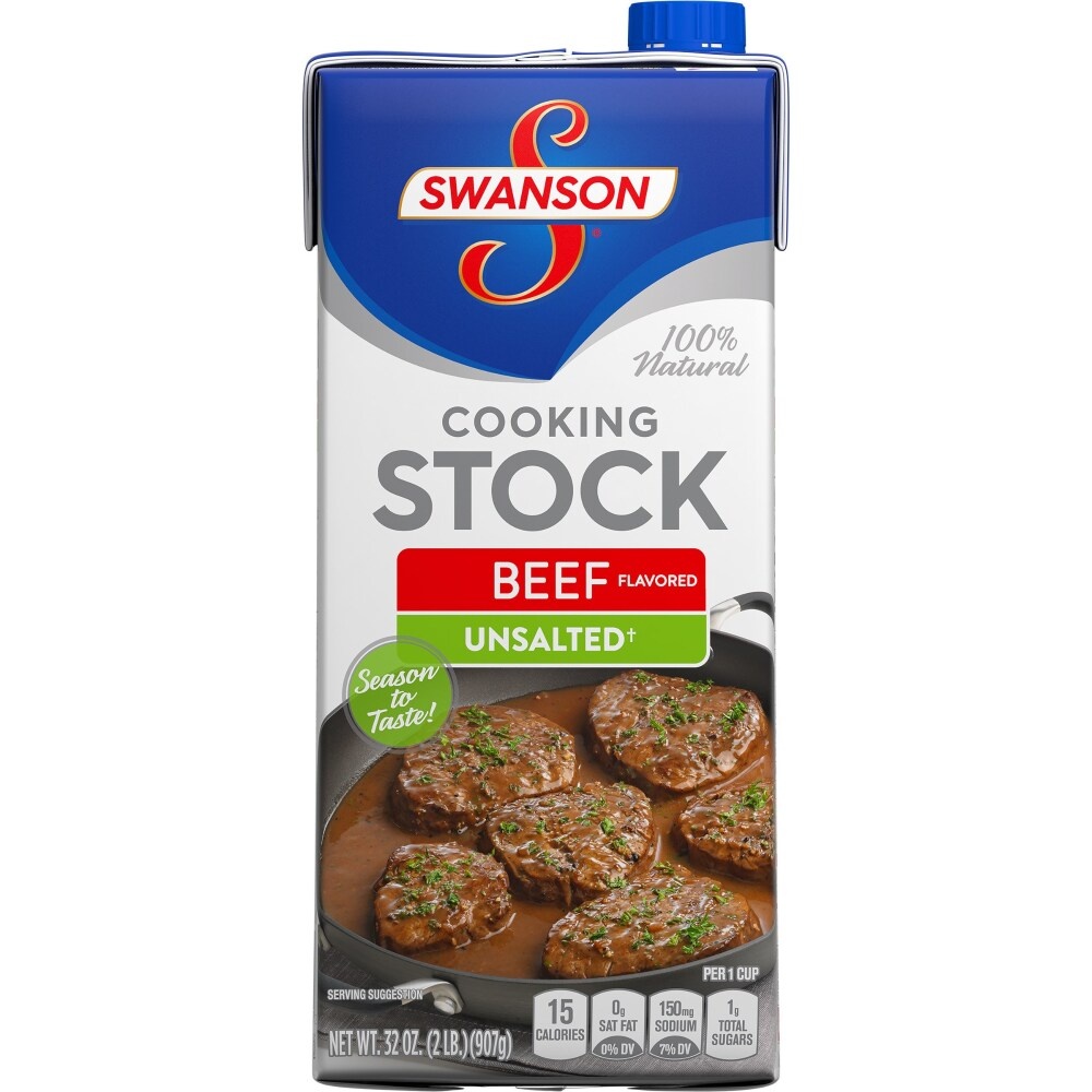 slide 1 of 6, Swanson Unsalted Beef Stock, 32 oz