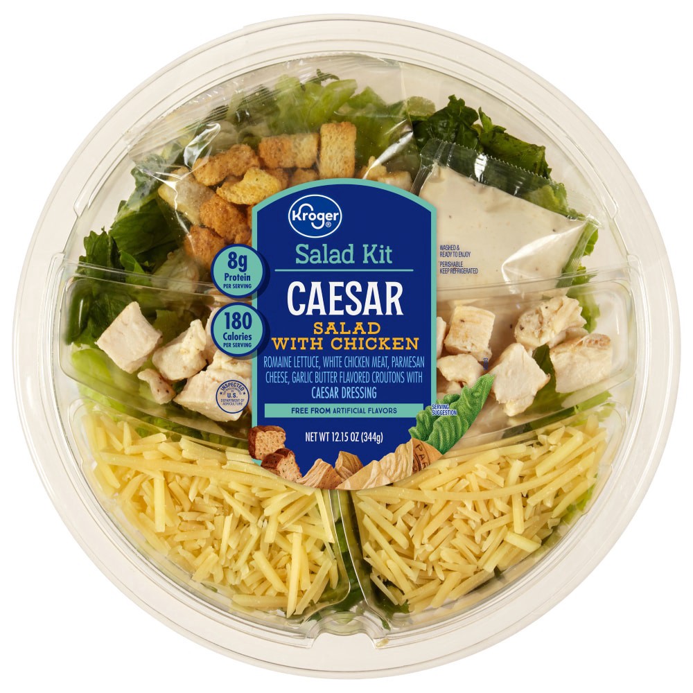 slide 1 of 3, Kroger Chicken Caesar Salad Bowl, 12.15 oz