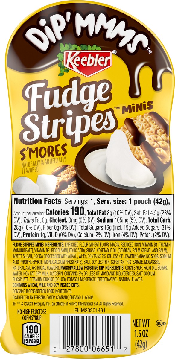 slide 4 of 8, Keebler Fudge Stripes Minis Dip'mmms S'mores 1.5 oz, 1.5 oz