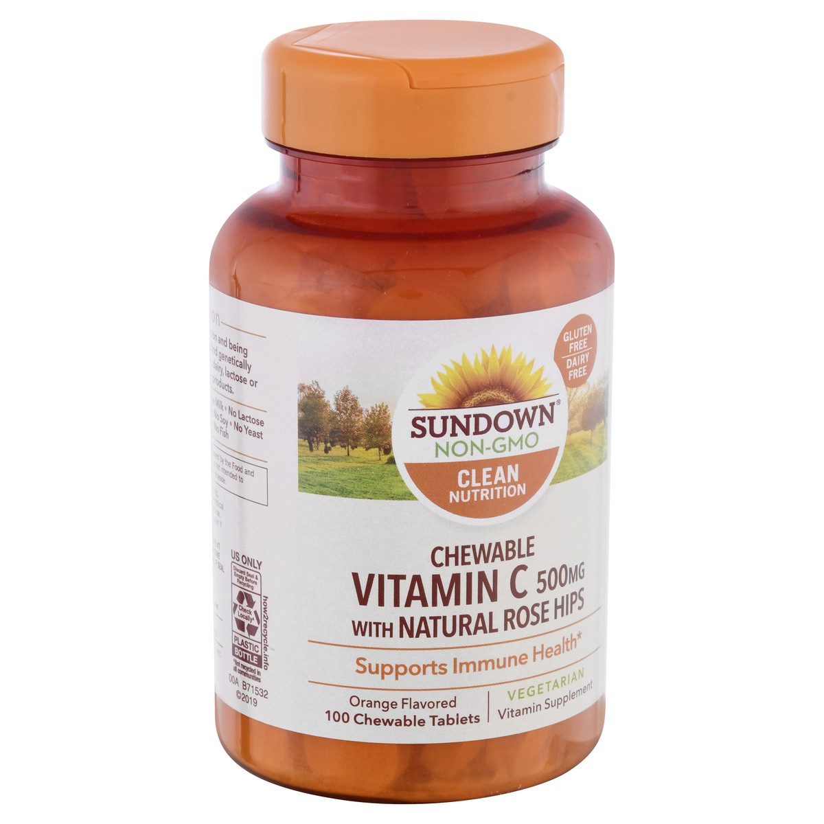 slide 9 of 9, Sundown Non-GMO 500 mg with Natural Rose Hips Chewable Tablets Orange Flavored Vitamin C 100 ea, 100 ct; 500 mg