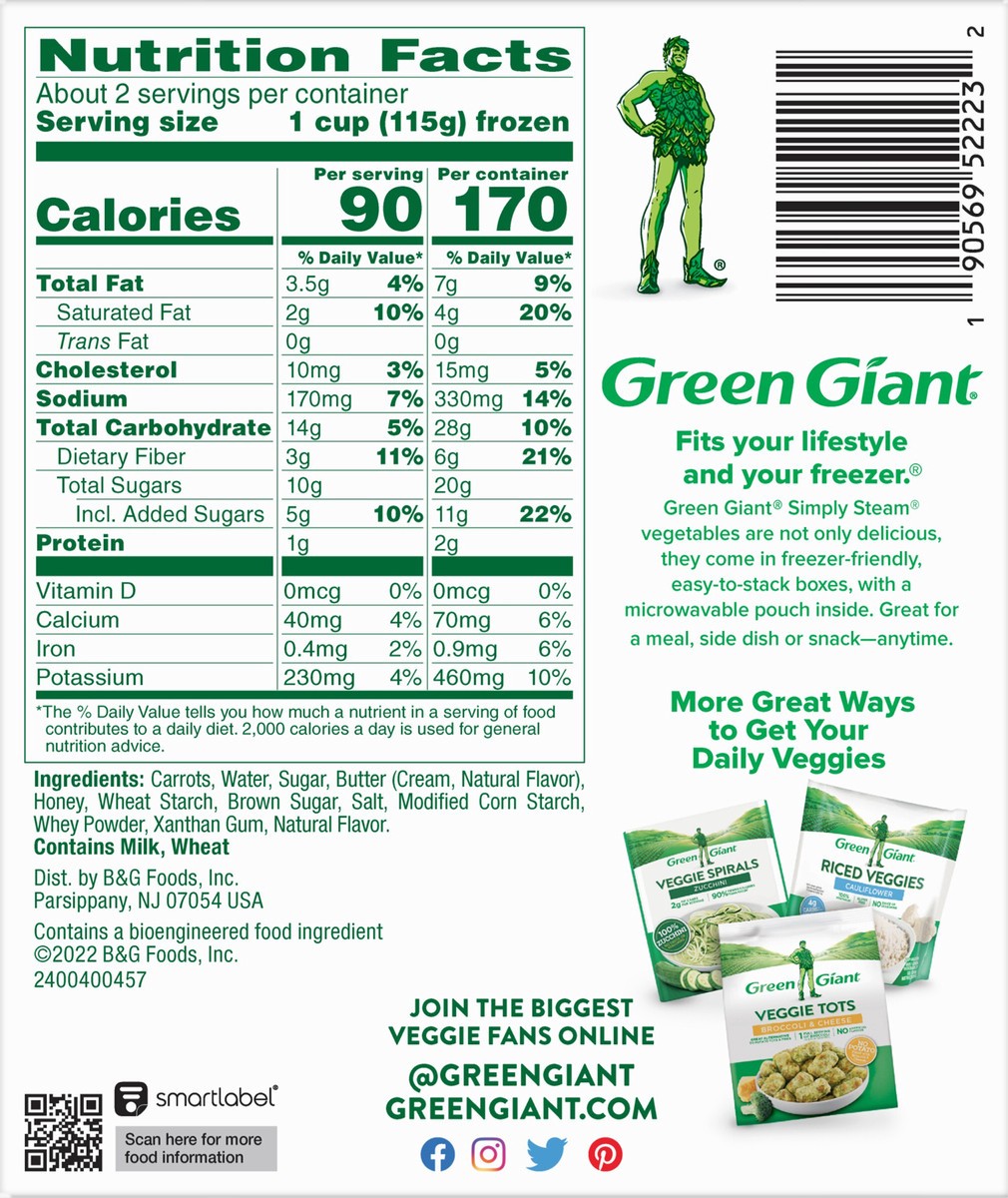 slide 9 of 9, Green Giant Simply Steamed Sauced Veggies, Honey Glazed Carrots, 8 oz, 8 oz