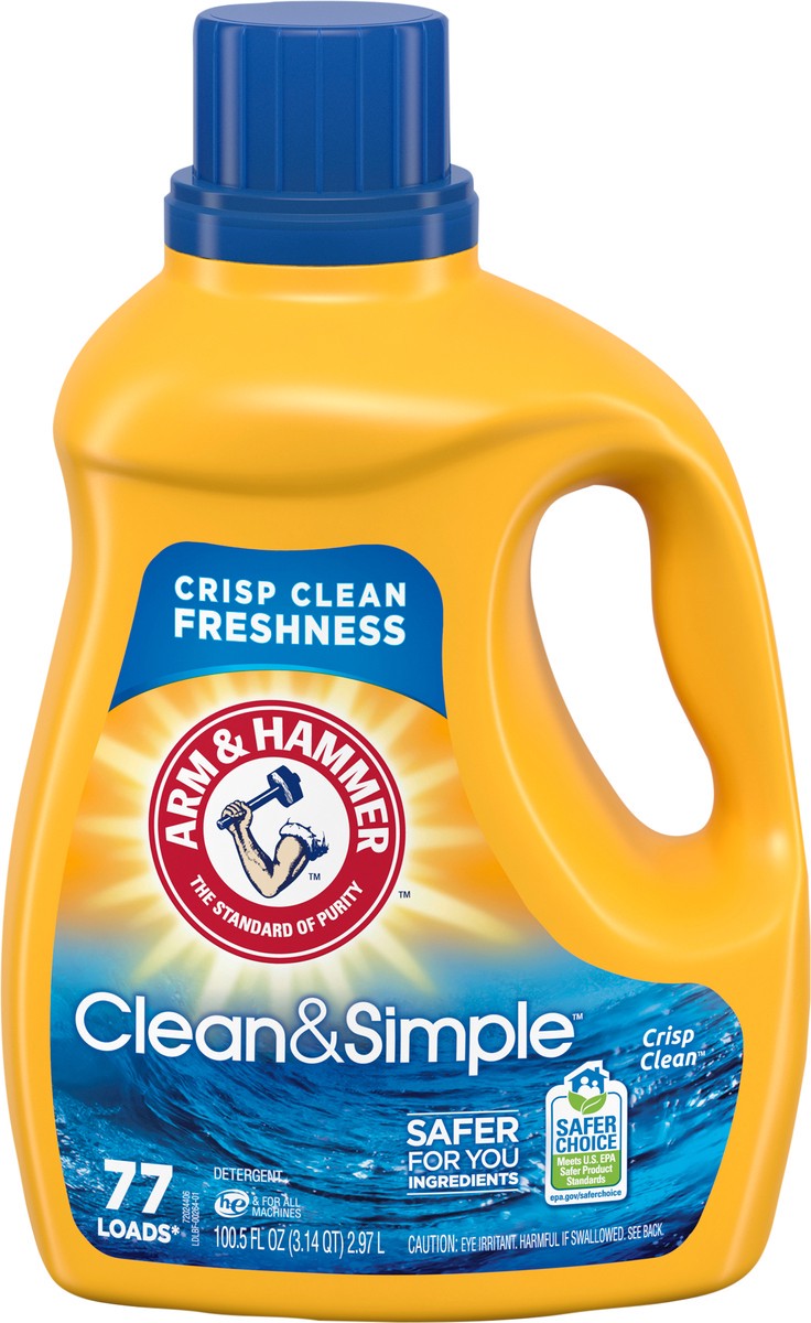 slide 2 of 9, ARM & HAMMER Clean & Simple, 77 Loads Liquid Laundry Detergent, 100.5 Fl oz, 118 oz