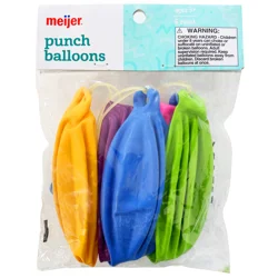 Meijer Punch Balloons, Assorted Solid Colors, 6 Ct