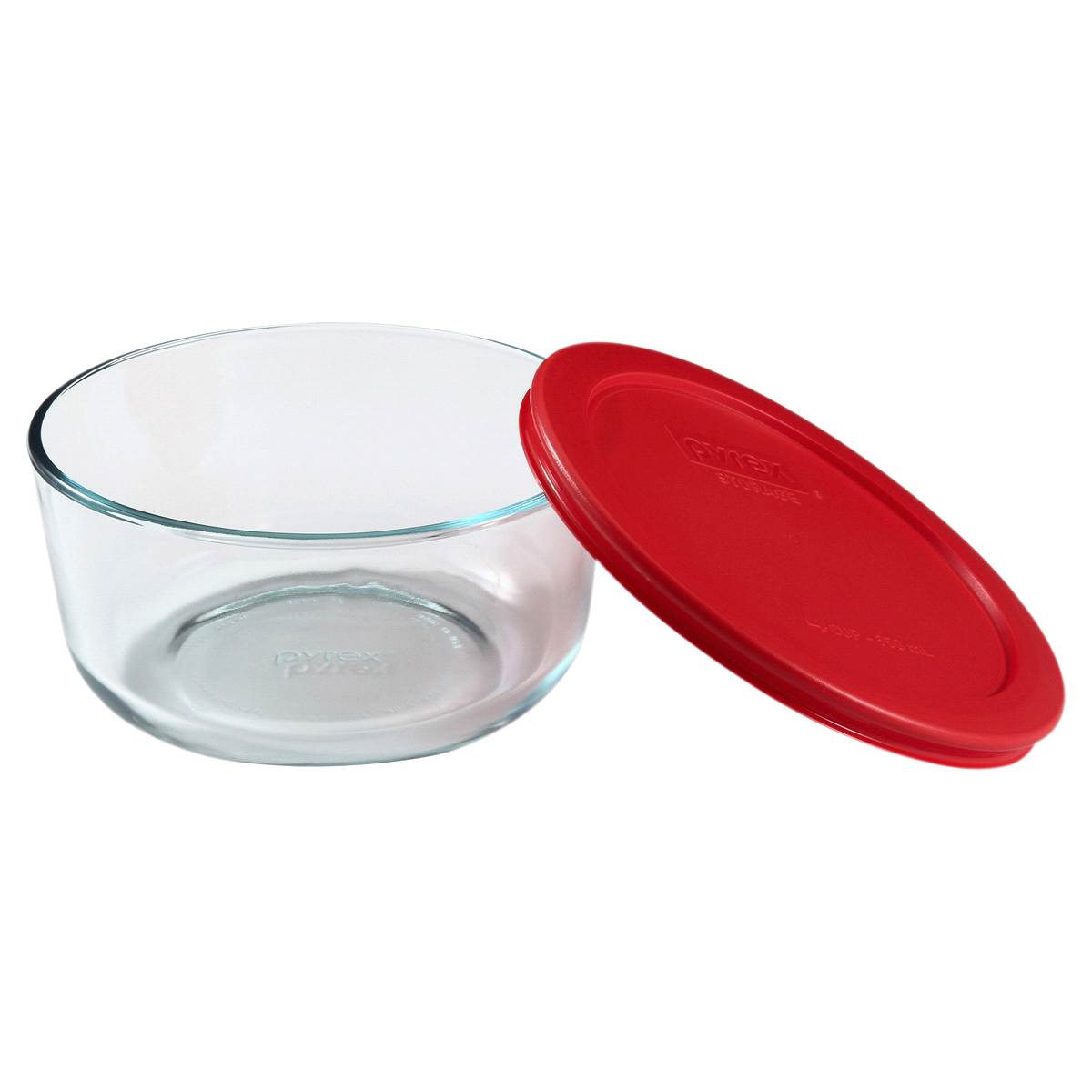 slide 1 of 3, Pyrex Round 4 Cup Red Glass, 4 cups