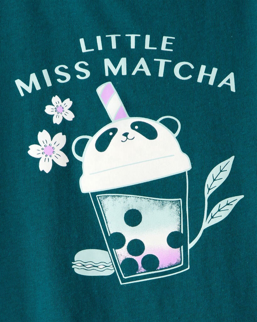 slide 2 of 2, Carter's Girls Matcha Tea Long-Sleeve Graphic Tee - Green Teal S, 1 ct