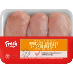FRESH FROM MEIJER Meijer 100% All Natural Boneless Skinless Chicken Breasts With Rib Meat