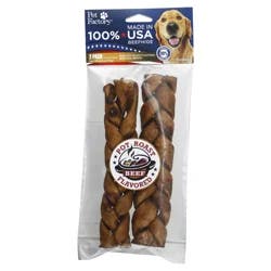 Pet Factory Made in USA Beefhide Braid, 2 Sticks 7"