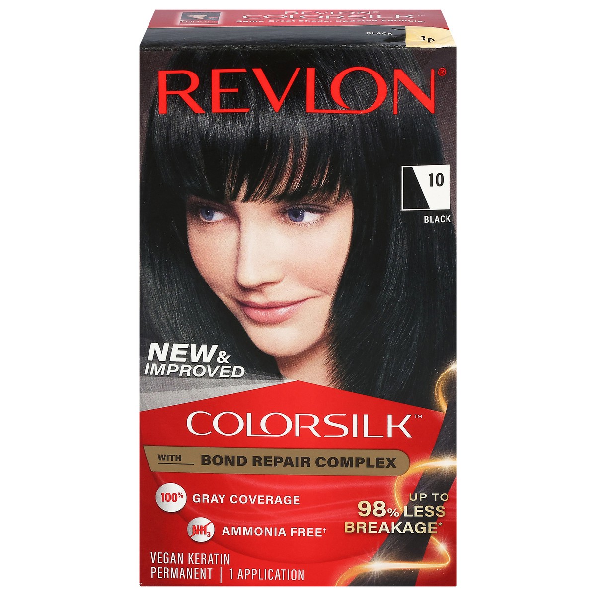 slide 1 of 9, Revlon Colorsilk 10 Black Vegan Keratin Permanent Hair Color 1 Each, 1 ct