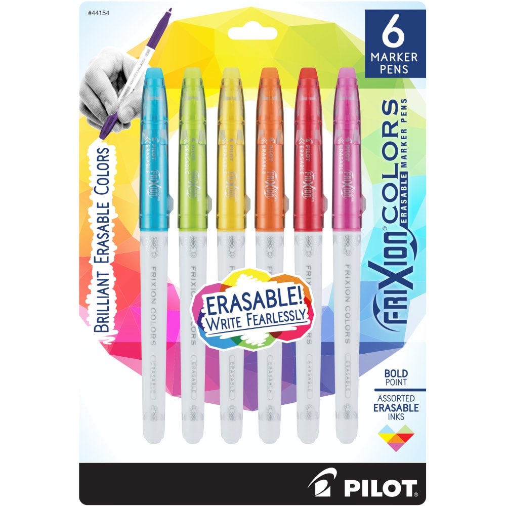 slide 1 of 1, Pilot FriXion Colors Erasable Marker Pen Bold Point Assorted Ink(Periwinkle Light Green Yellow Orange Red Pink), 1 ct