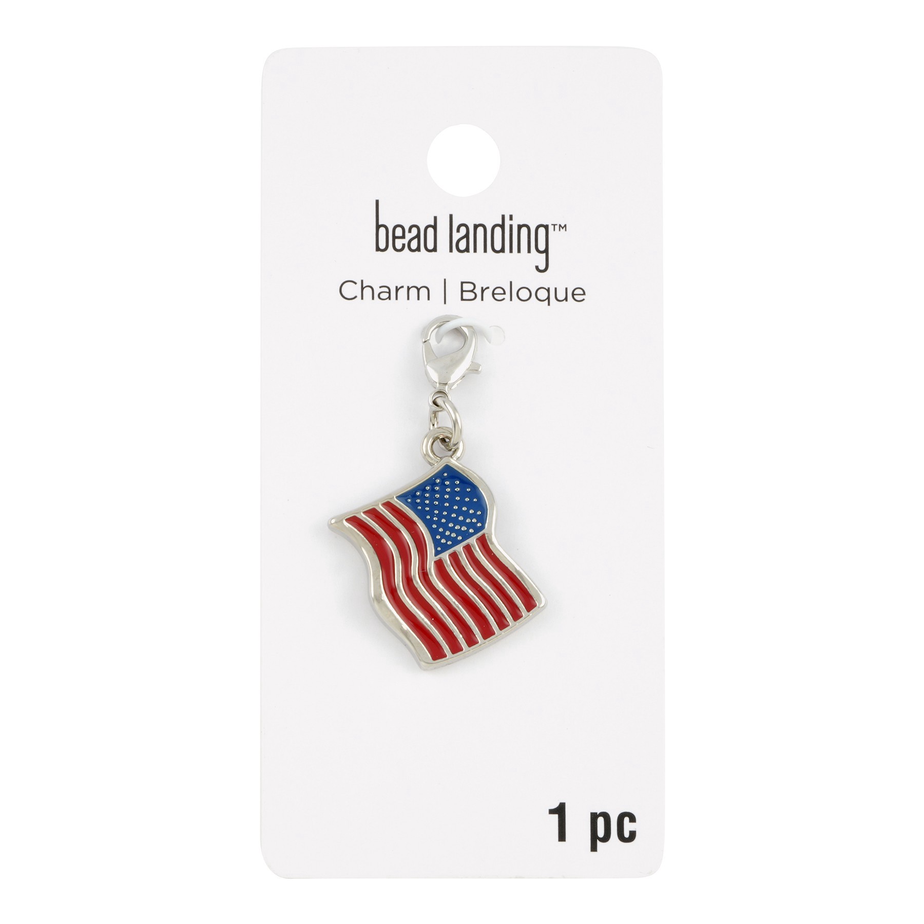 slide 3 of 3, Usa Flag Charm By Bead Landing, 17 mm charm diameter