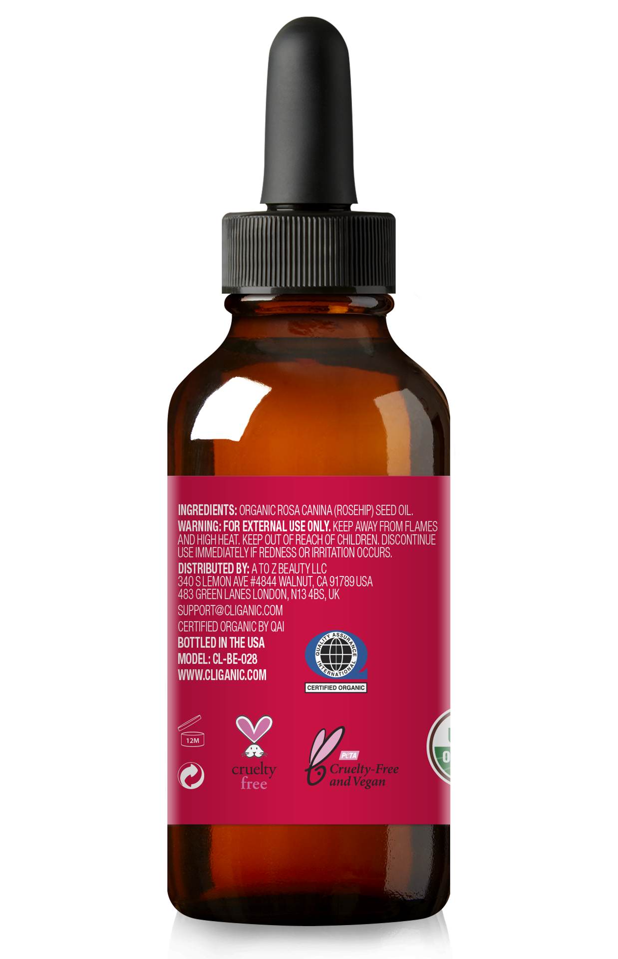 slide 2 of 3, New Brand Cliganic Organic Rosehip Oil, 1 oz