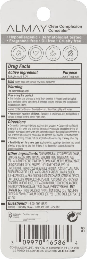 slide 2 of 2, Almay Clear Complexion Concealer, Dark, 600 dark, 0.27 fl oz