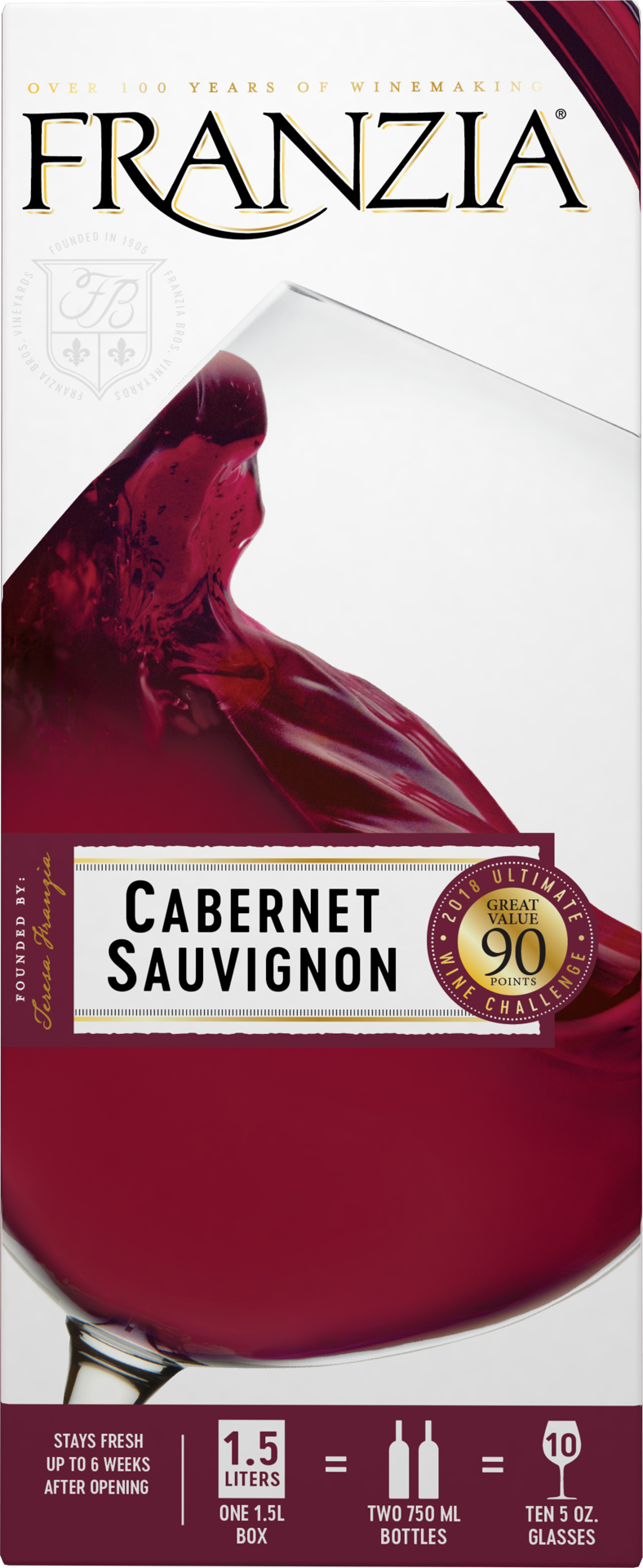 slide 4 of 4, Franzia Cabernet Sauvignon, Red Wine, Chile, 1 ct, 1.5L Box, 1.50 liter