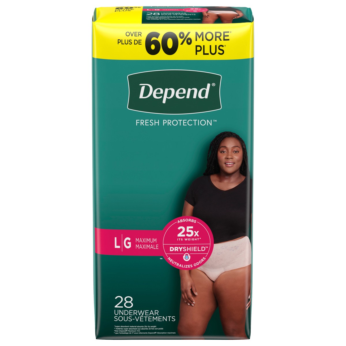 slide 1 of 5, Depend Fit-Flex Adult Incontinence Underwear for Women, Disposable, Maximum Absorbency, Large, Blush, 28 Count, 28 ct