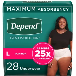 Depend Fresh Protection Adult Incontinence & Postpartum Bladder Leak Underwear for Women, Disposable, Maximum, Large, Blush, 28 Count