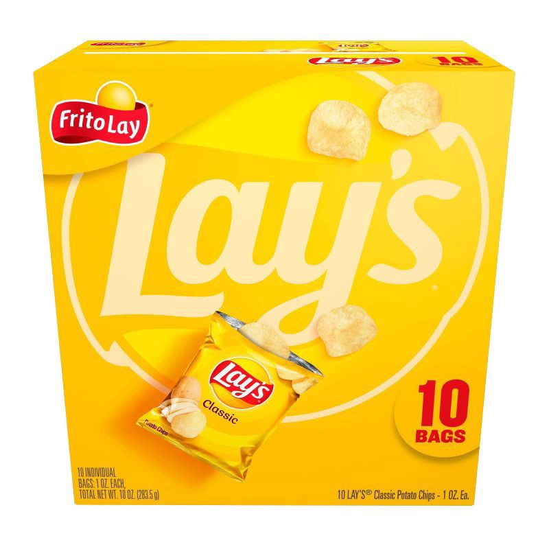 slide 1 of 7, Lay's Classic Potato Chips - 10ct, 10 ct; 1 oz